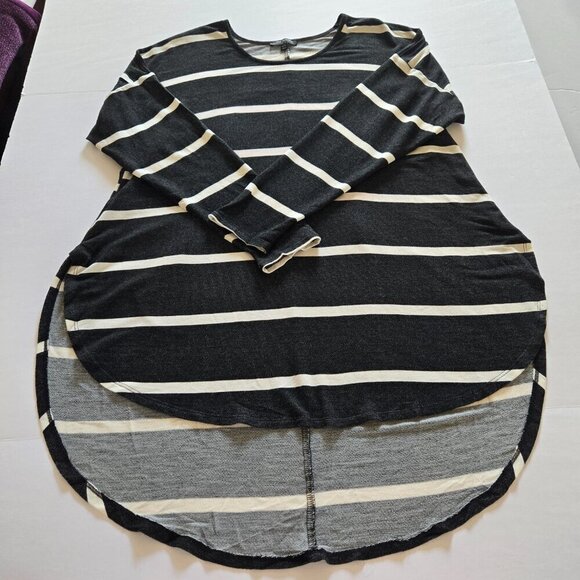 Lane Bryant Black White Rayon Horizontal Stripe High Low 3/4 Sleeve Top Sz 18/20 - Picture 5 of 15